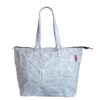 tyvek tote bag with newspaper print design and black zip